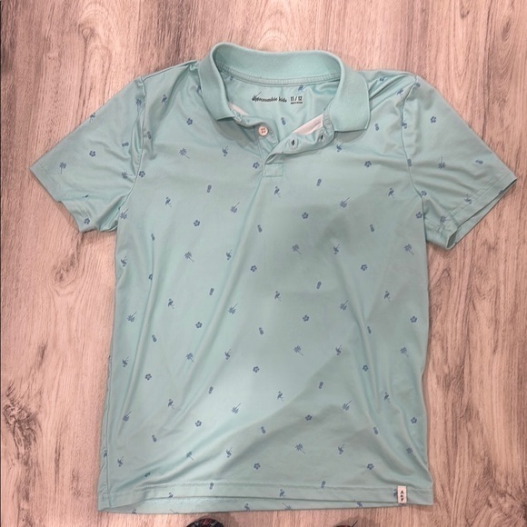 ABERCROMBIE KIDS PALM TREE TURQUOISE POLO SHIRT SIZE 11/12 BOYS - Picture 1 of 6